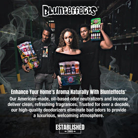 Blunteffects bottle placed in living room to illustrate home fragrance atmosphere