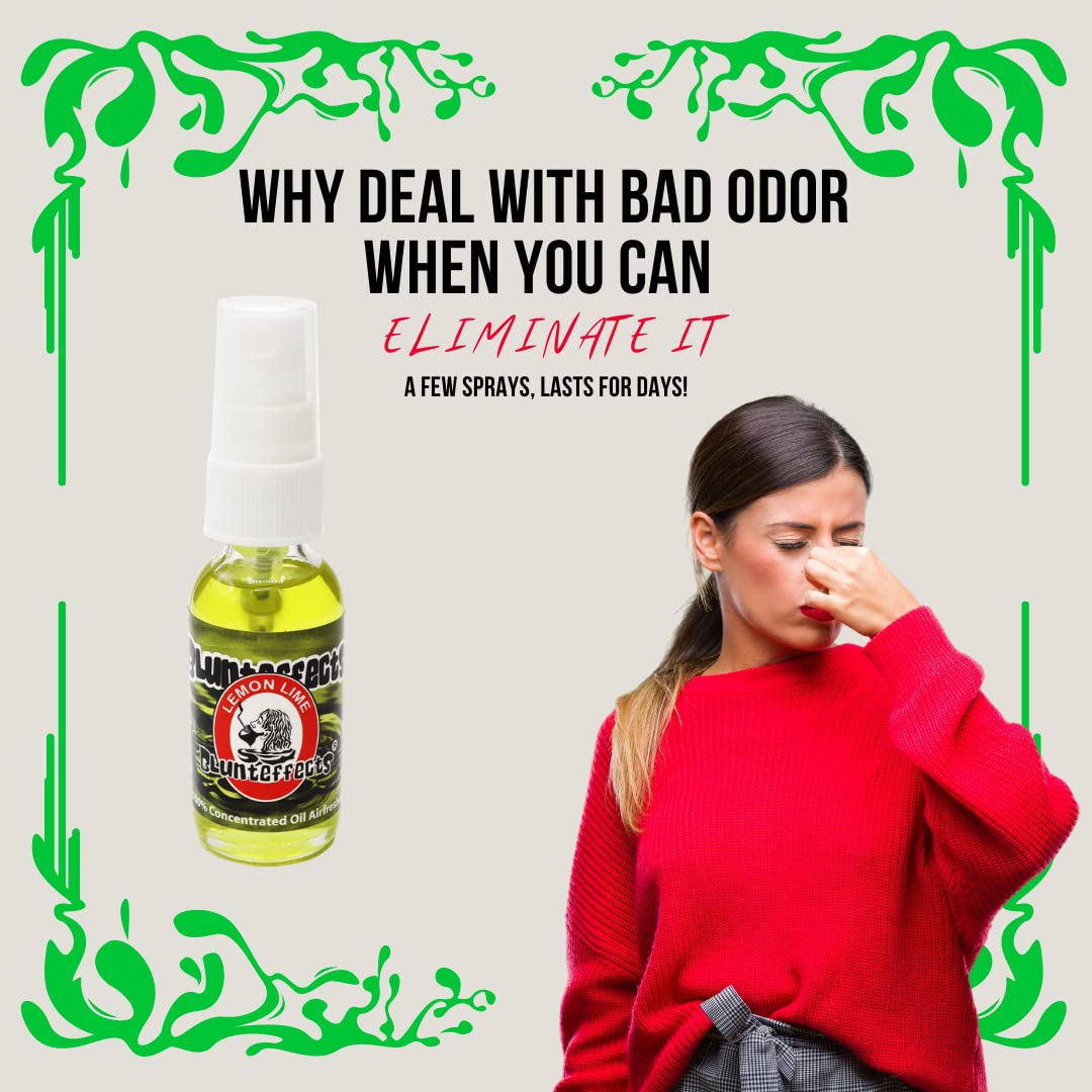 Blunteffects spray mist in air demonstrating quick odor neutralizing