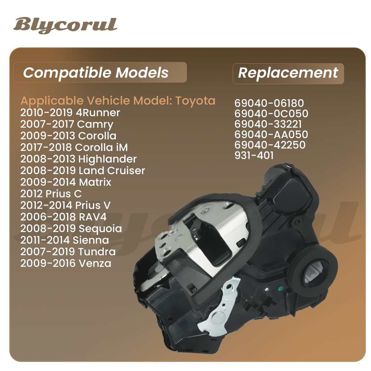 Blycorul actuator rear connector detail matching OEM harness for easy plug-in