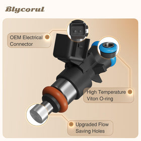 Blycorul injectors installed in a fuel rail demonstrating direct-fit replacement convenience
