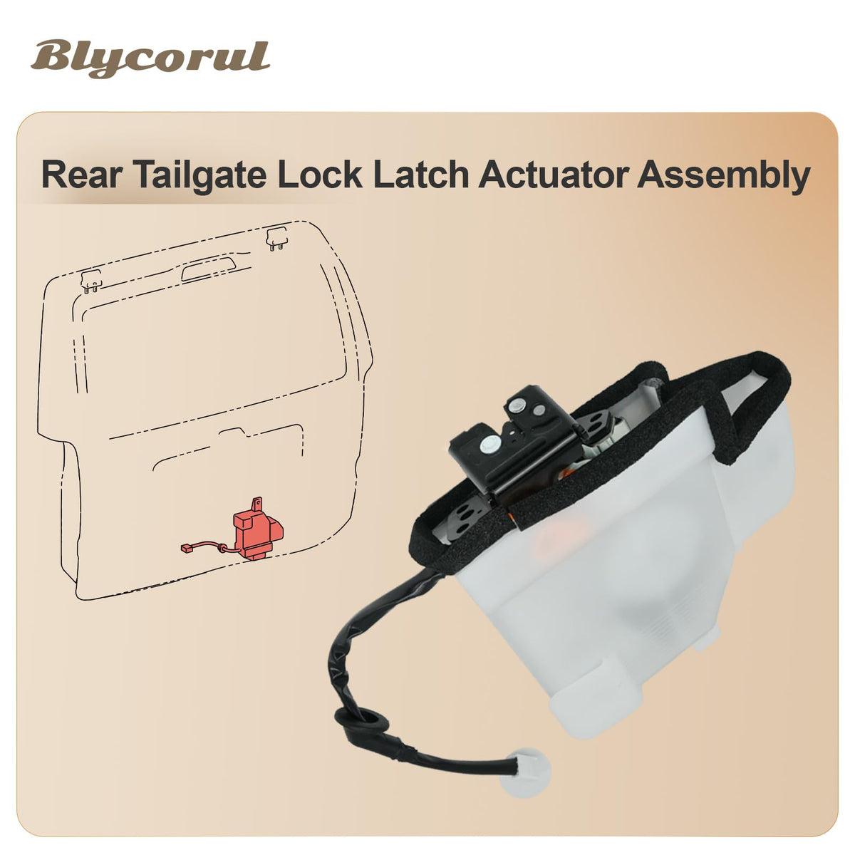 Blycorul actuator installed on 4Runner hatch demonstrating restored latch function