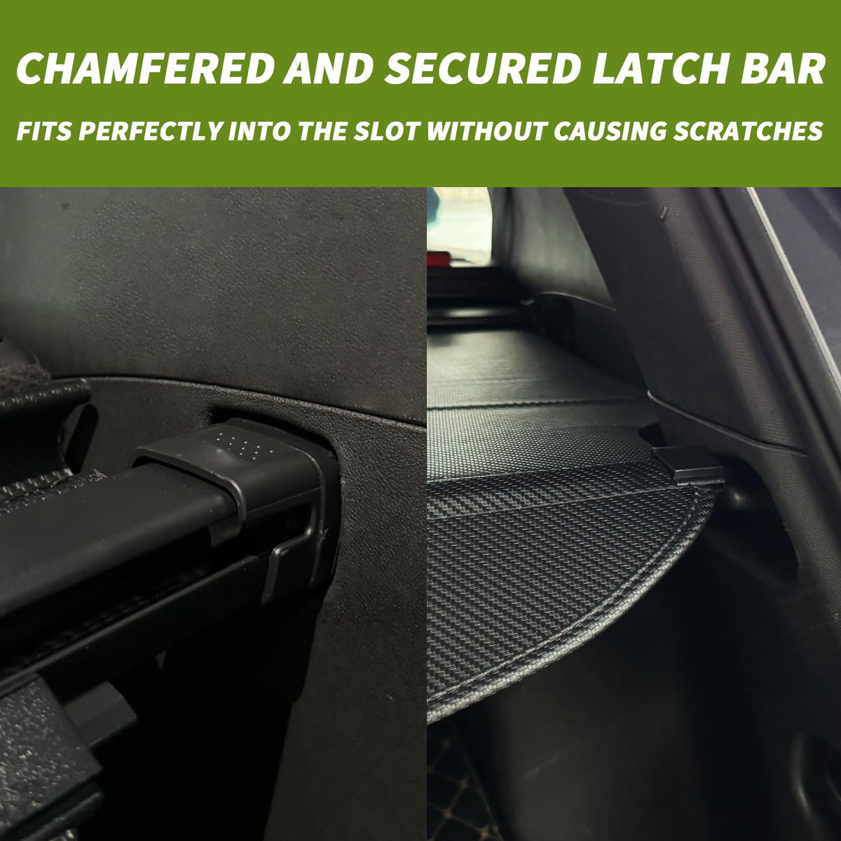 Blycorul support rod and chamfered latch preventing interior scratches and drops