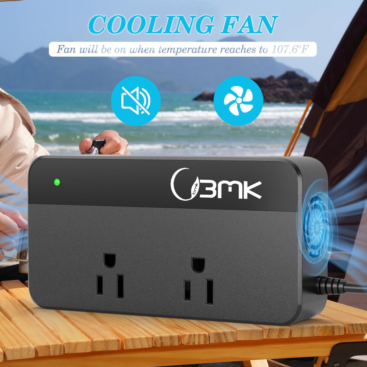 BMK BLUEMICKEY powering a laptop in a car to support mobile work on road trips