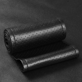 BMLEI close-up of cowhide grain and stitching for durable grip benefit
