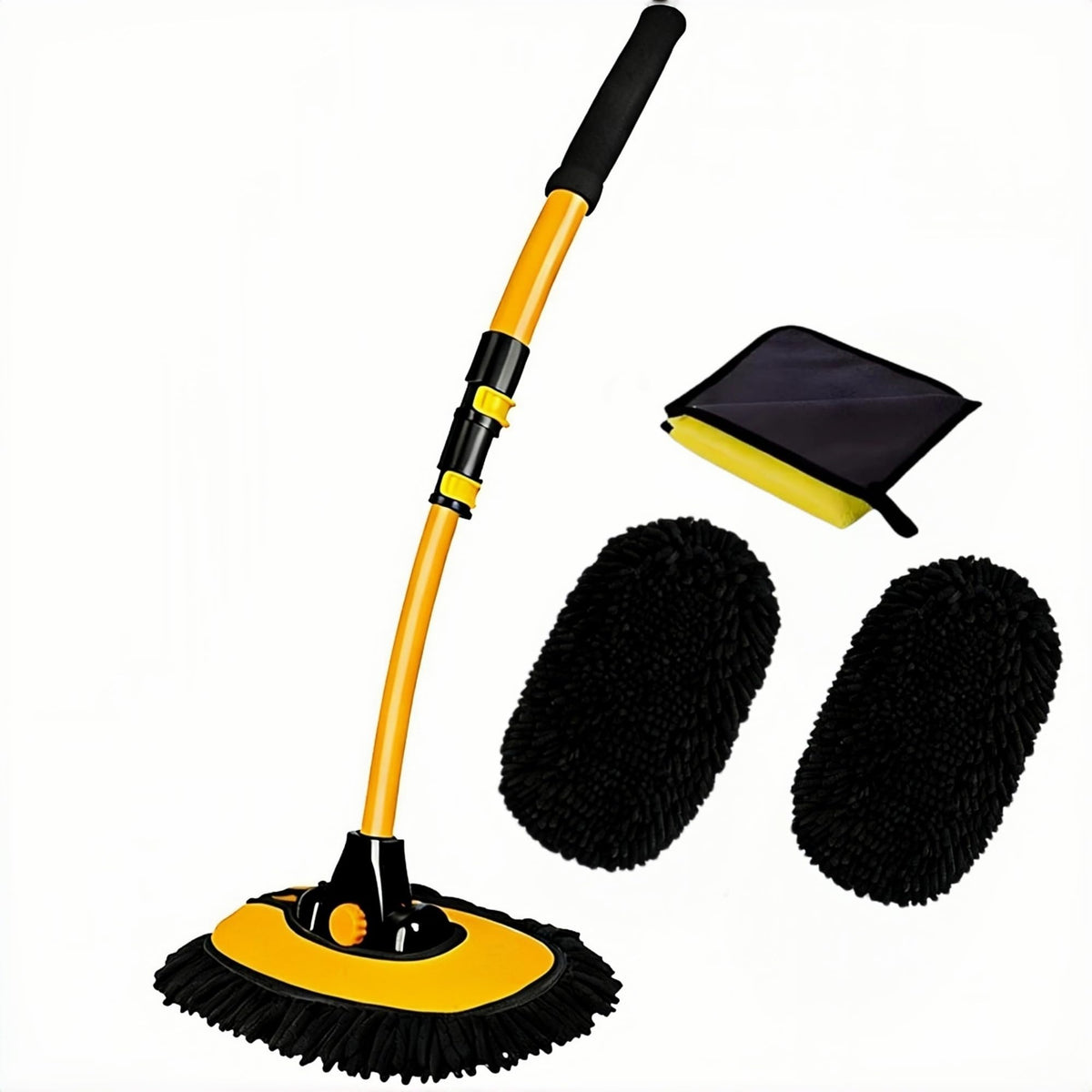BMLEI front view of packaged car wash brush shows full kit and benefits