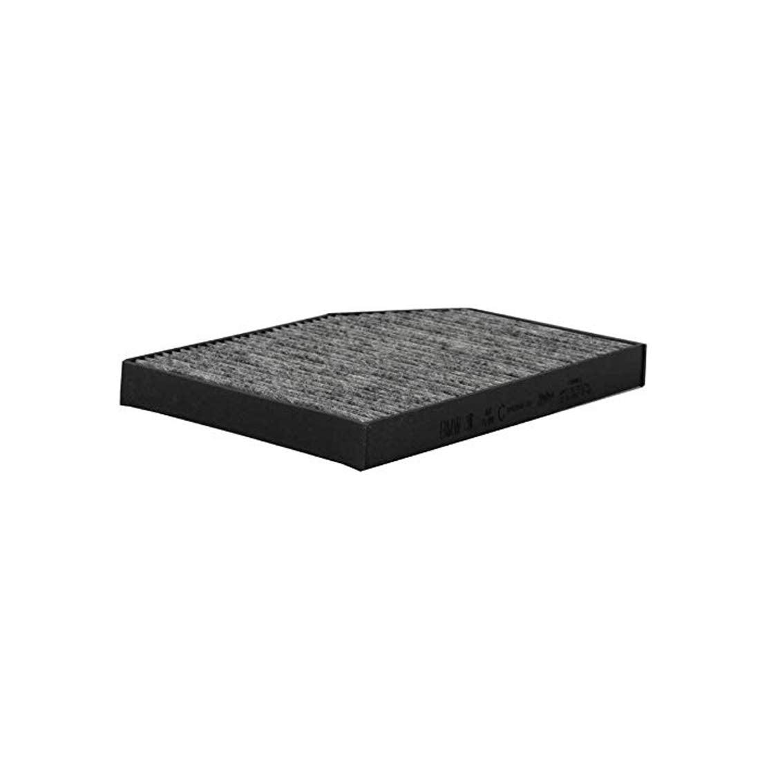 BMW activated charcoal microfilter front view showing OEM packaging and fit assurance