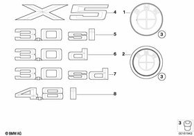 BMW emblem mounting clips detail showing secure factory attachment