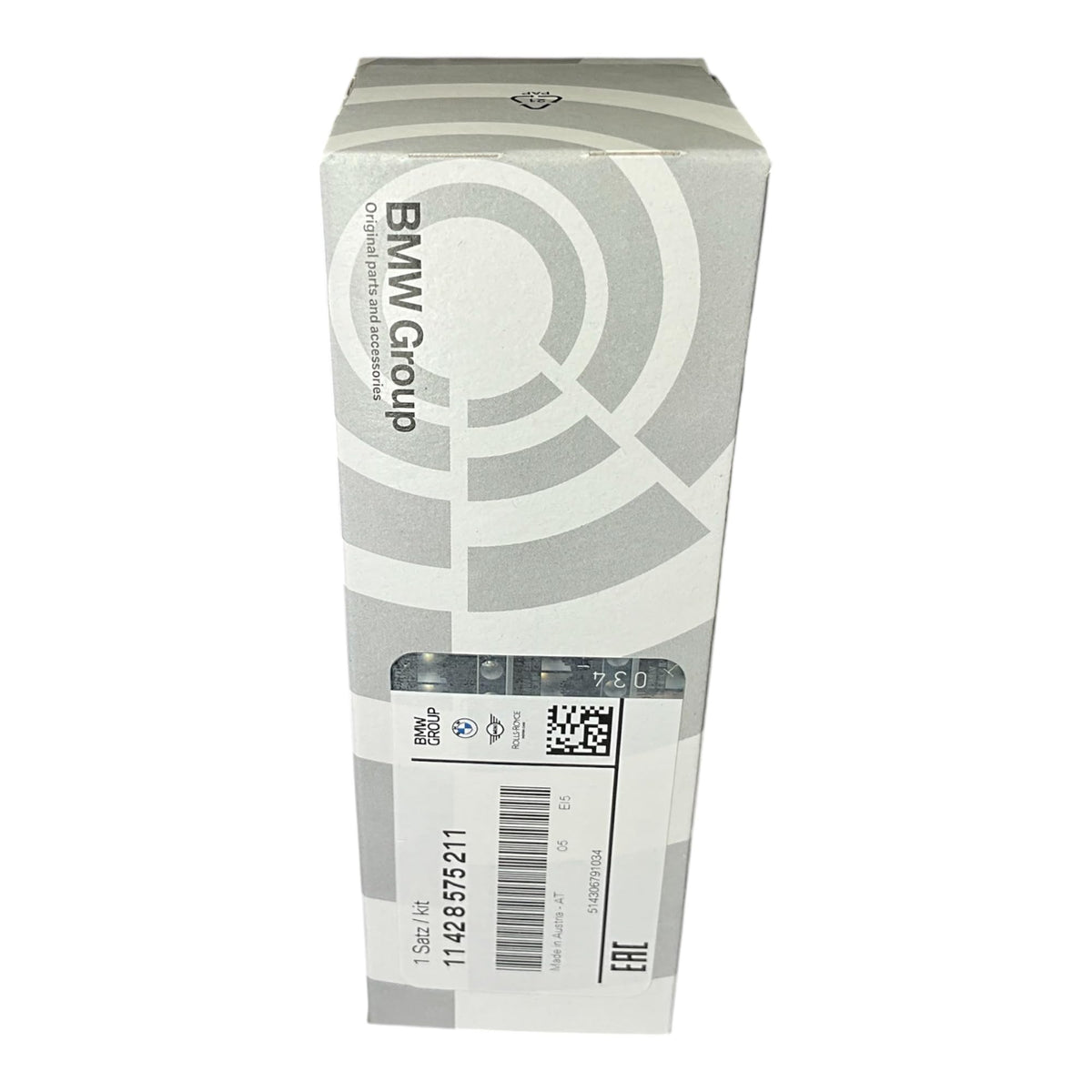 BMW part label close-up showing 11428575211 for easy verification