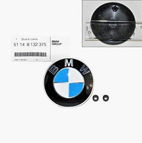 BMW emblem close-up of lacquered face and chrome edge for authentic look
