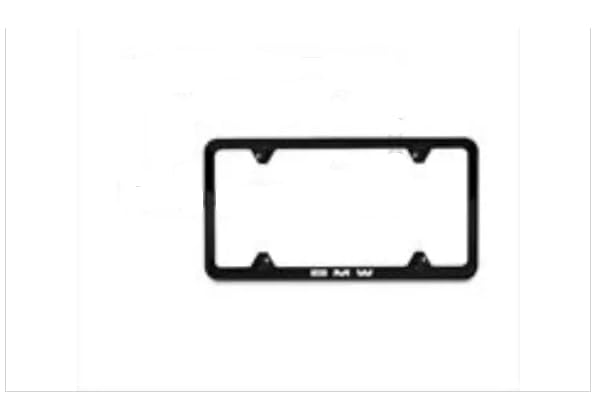 BMW laser slim line plate front view showing precise fit and factory finish