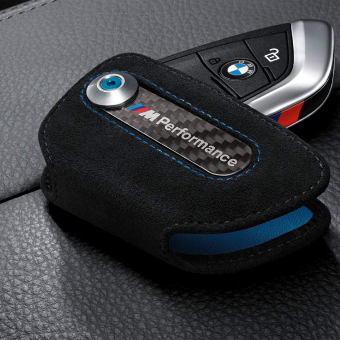 BMW M Performance key case front view showing sleek finish and protection