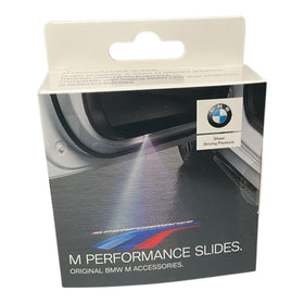 BMW M Performance close-up of M logo slide highlighting defined edges and brand-accurate colors
