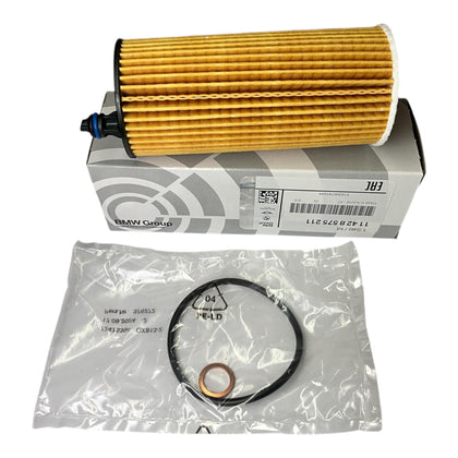 BMW oil filter front packaging showing genuine OEM fit for confidence