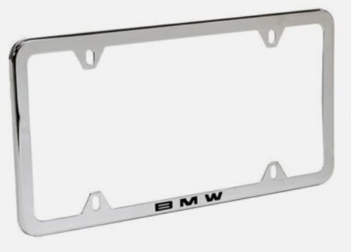 BMW polished stainless frame front view shows sleek fit and premium finish
