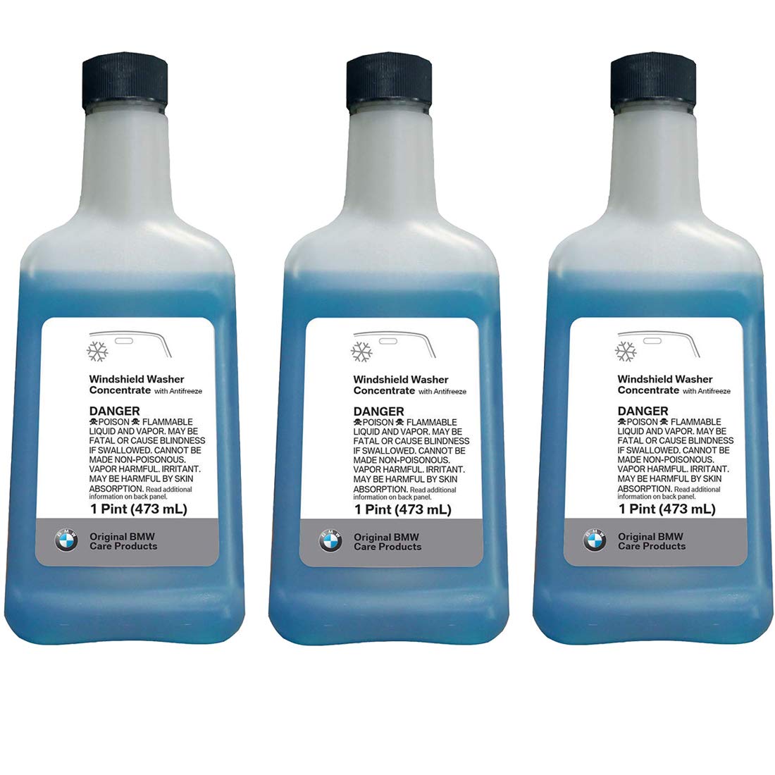 BMW washer concentrate three-pack front packaging showing label and part number for easy identification and correct fit