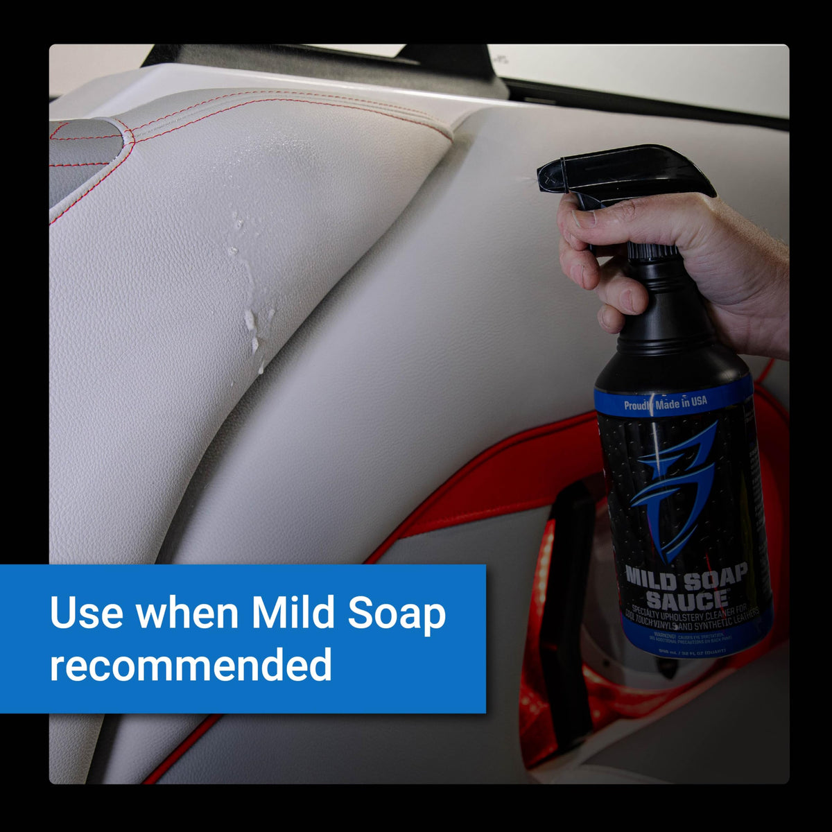 Boat Bling used with soft brush to lift grime without damaging vinyl
