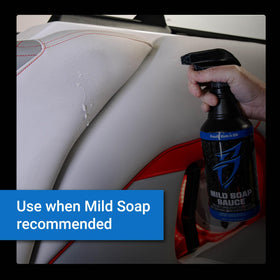 Boat Bling used with soft brush to lift grime without damaging vinyl