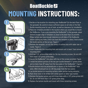 BoatBuckle installed on boat deck in use showing clutter-free fishing area benefit