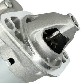Boatrip starter installed in engine bay showing direct-fit replacement and restored crank