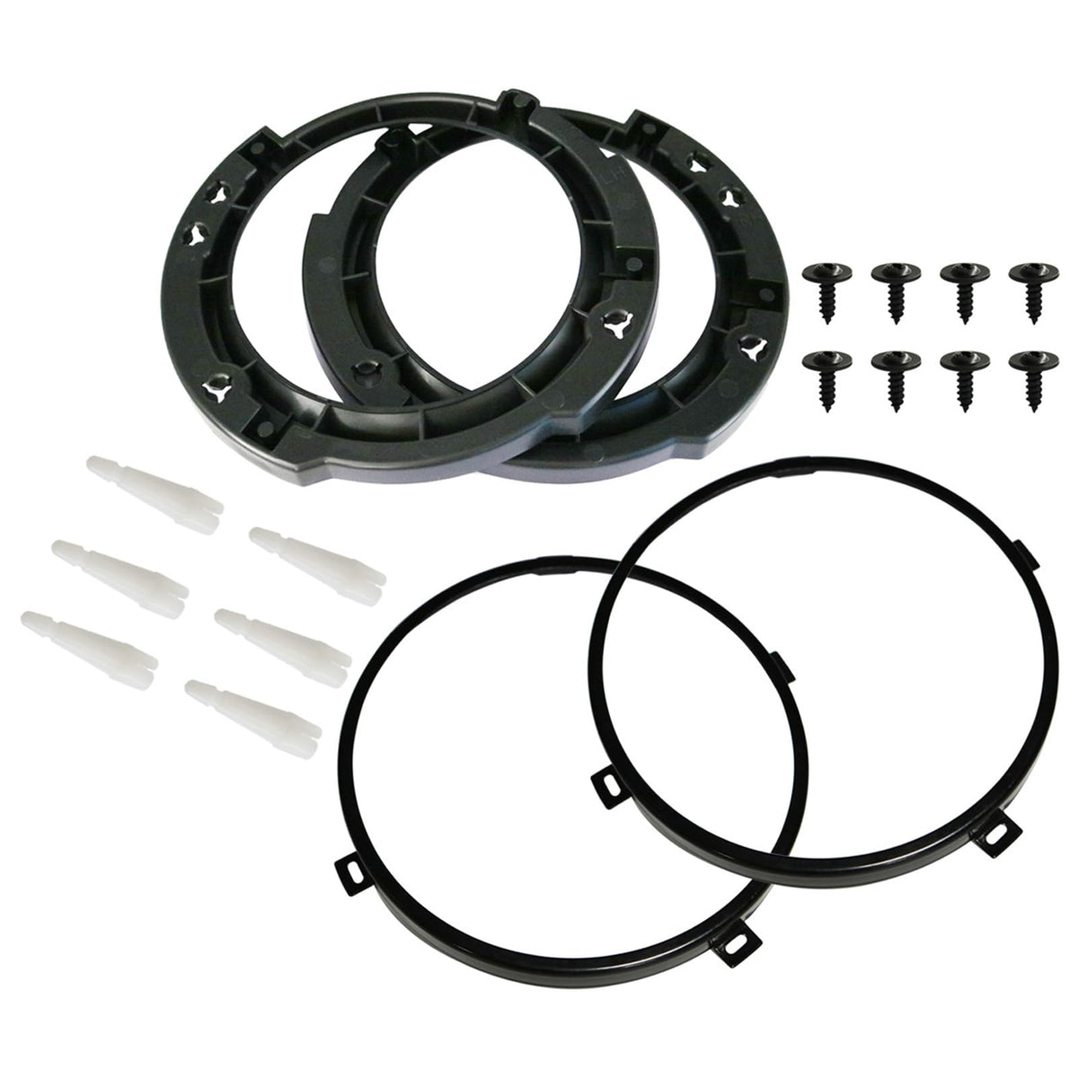 BOATSHIP front view of 7-inch headlight bracket kit showing complete contents and fit