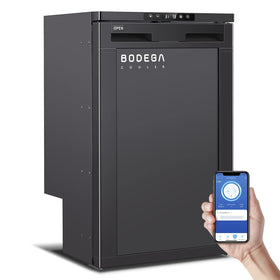 BODEGA front view of fridge showing compact exterior and easy placement benefit