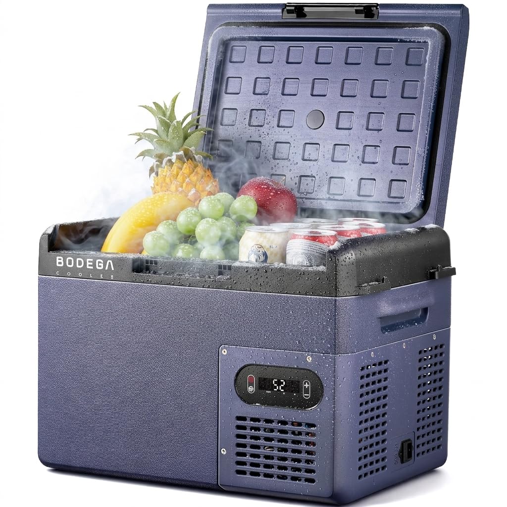 BODEGA front view closed lid showing compact travel-ready cooling