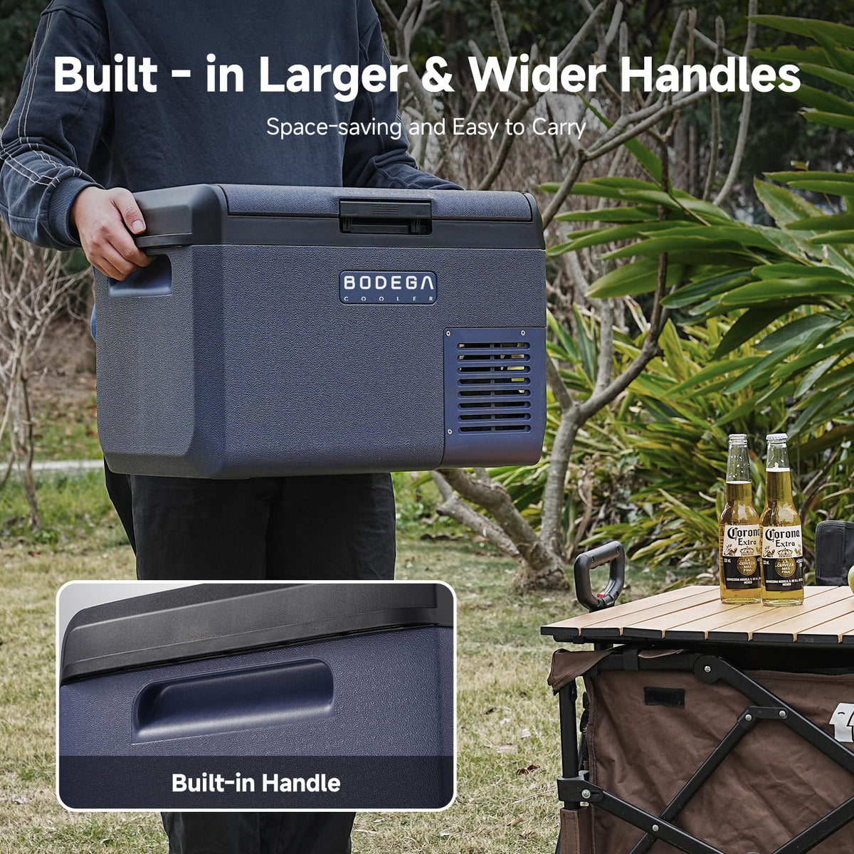 BODEGA on campsite illustrating quiet operation and convenience