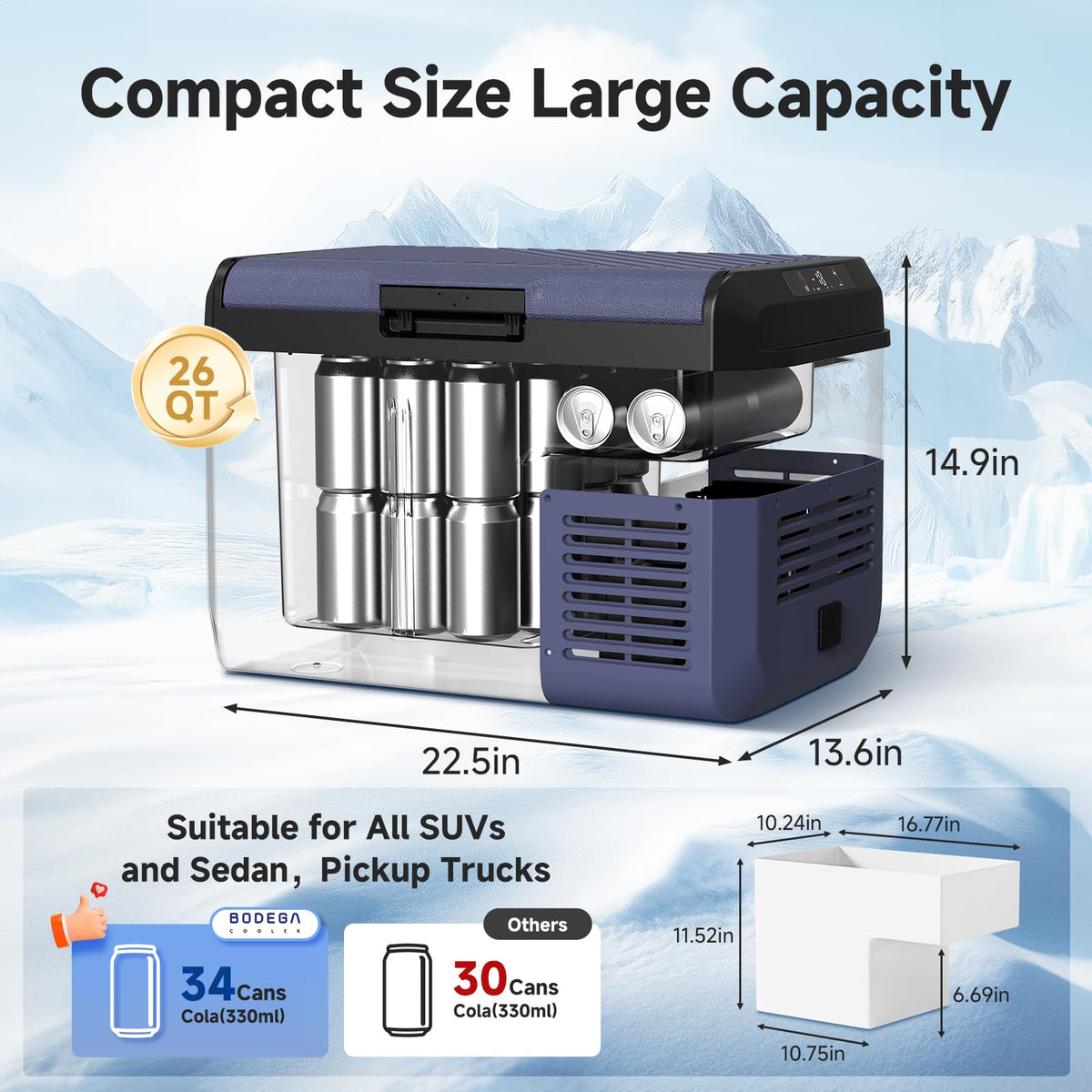 BODEGA top open interior displaying 26QT capacity for organized storage