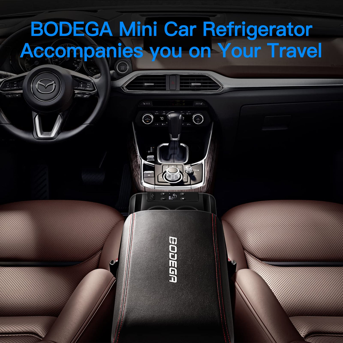 BODEGA in vehicle during roadtrip highlighting portable chilled storage