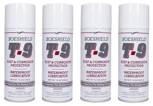Boeshield T-9 rust & corrosion protection spray — 12 oz cans (4-pack), wax-based waterproof lubricant
