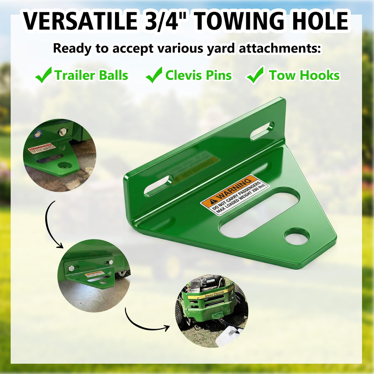 BOFiNEHY 3/4 inch hole closeup showing compatibility with trailer ball or clevis