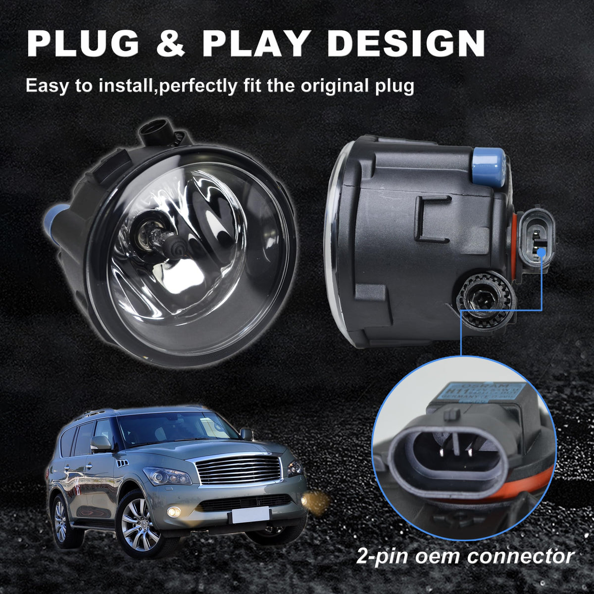 BOGYL fog lights with H11 bulbs and screws in package for easy install