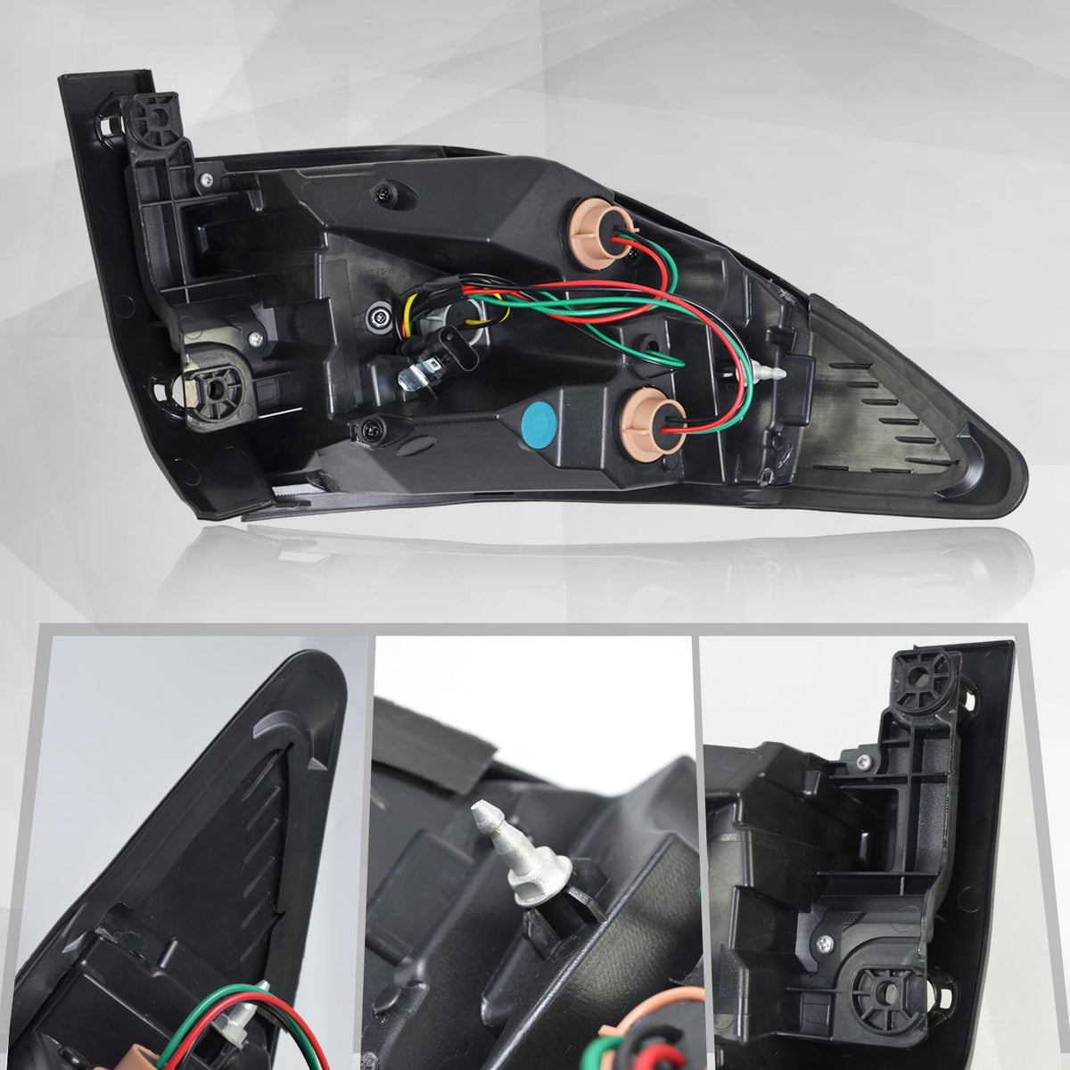 BOGYL backside connector view showing plug-and-play harness attachment