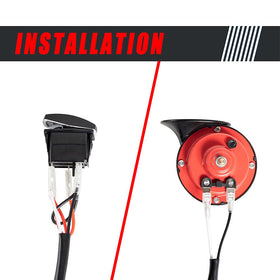 Boine horn mounted under UTV bumper showing compact fit benefit: space-saving placement
