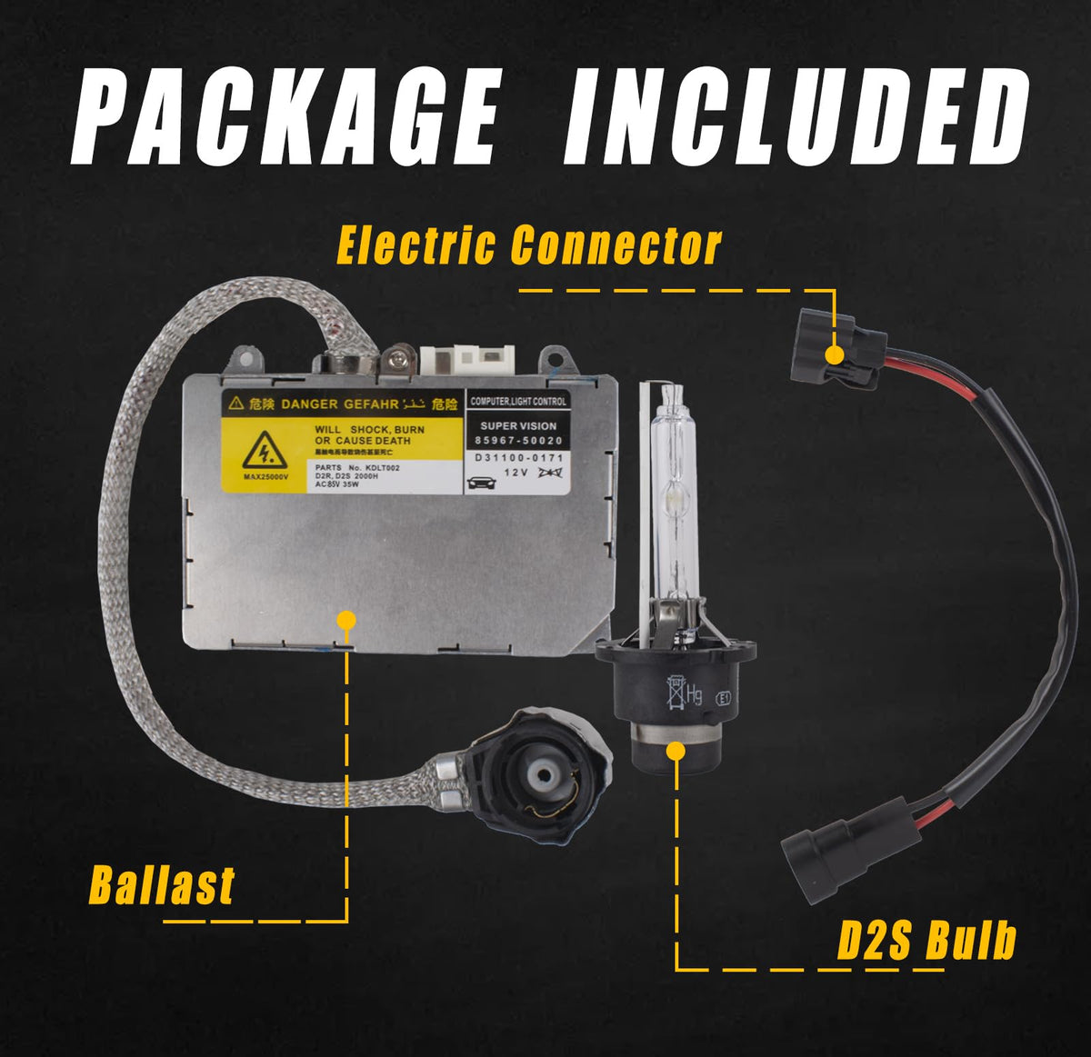 Boine KDLT002 electrical connector detail showing plug that mates to factory harness for secure fit