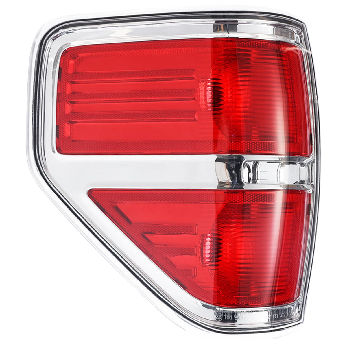 Boine left tail light front view showing chrome trim and improved appearance