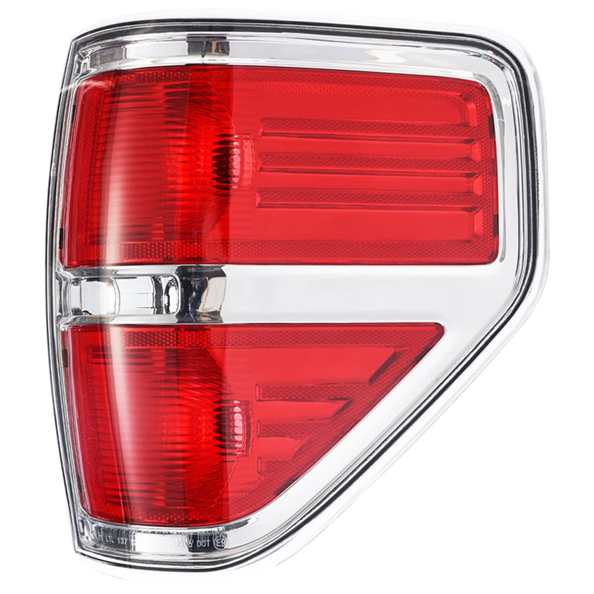 Boine right passenger tail light front view showing chrome finish and improved appearance