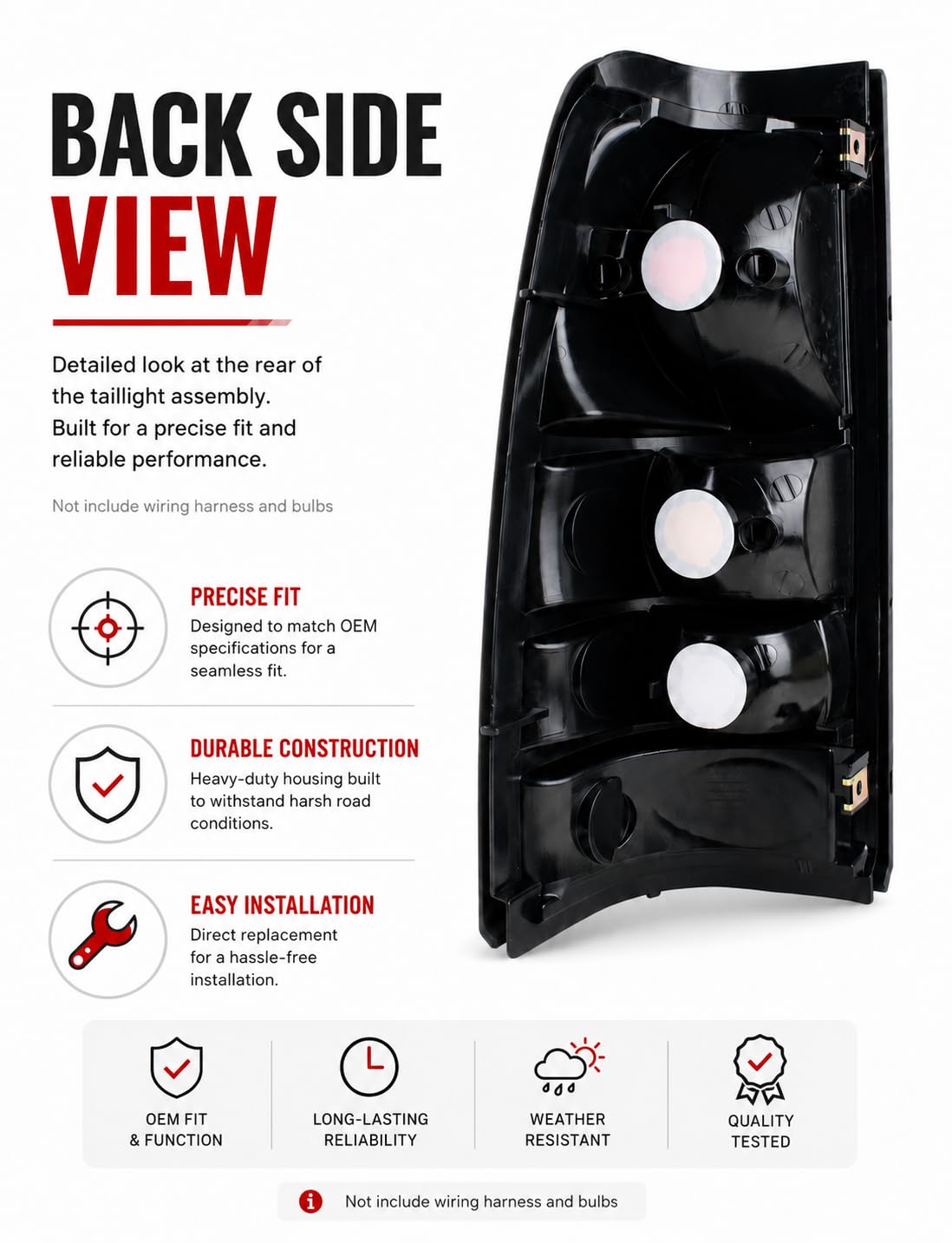 Boine taillight beside ruler showing accurate OEM size