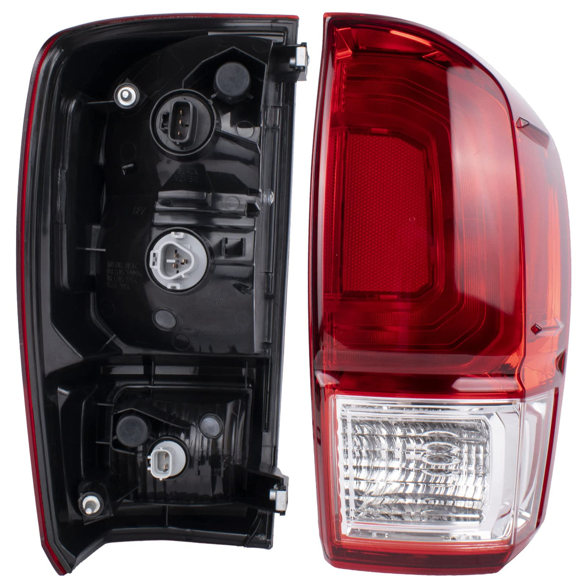 Boine left tail light close-up lens texture demonstrating durable red finish