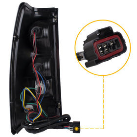 Boine tail light backside showing connector and harness for plug-and-play