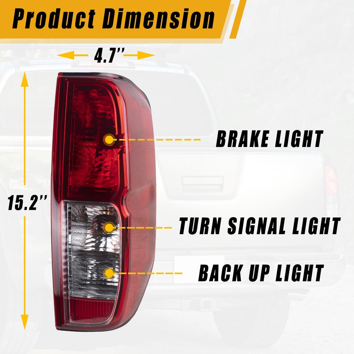 Boine tail light side profile highlighting shape and alignment for direct replacement