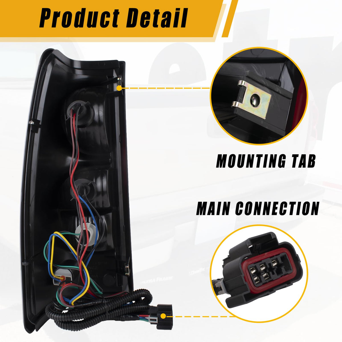 Boine taillight rear view showing mounting points and plugs, eases plug-and-play installation