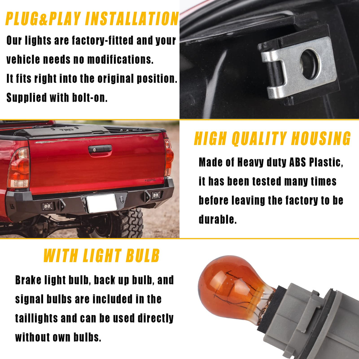 Boine taillight with bulb inserted detail showing ready-to-use brightness
