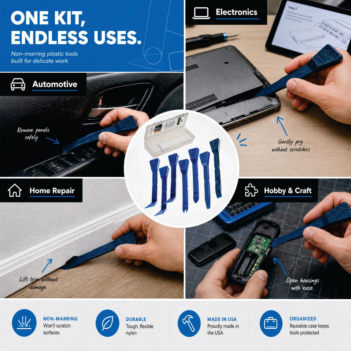 Bojo tools on garage workbench for efficient DIY upgrades