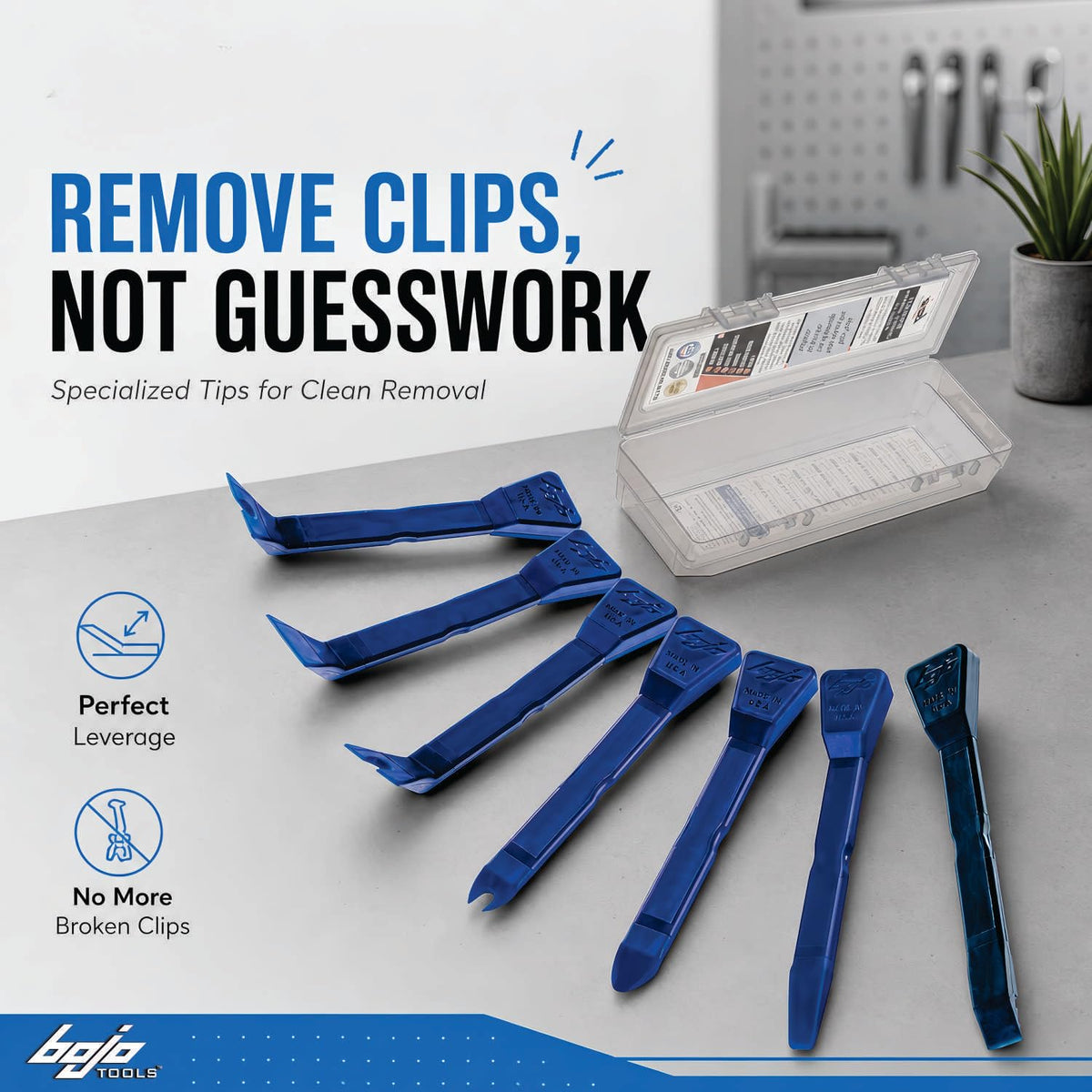 Bojo lined-up tool tips illustrating shape variety benefit