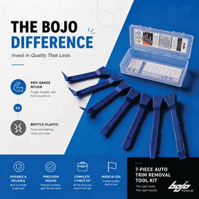 Bojo tool next to coin showing compact size advantage