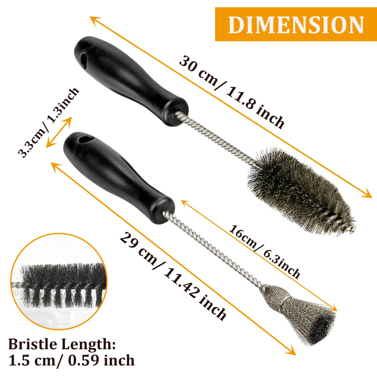 Bolaxin close-up of spiral tube brush bristles demonstrating durable stainless steel cleaning