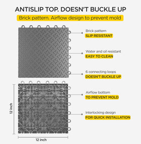 boldworks close-up of brick-pattern texture providing anti-slip traction for safety