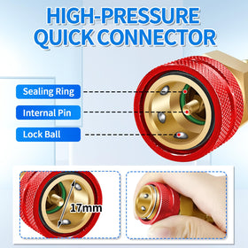 Boltigen adapter attached to vehicle AC port illustrating secure, pressure-rated connection