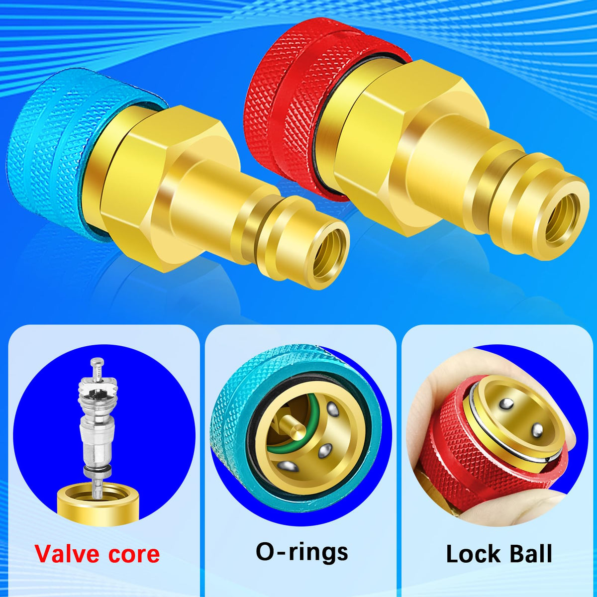 Boltigen adapter closeup of valve core and seals for leak prevention